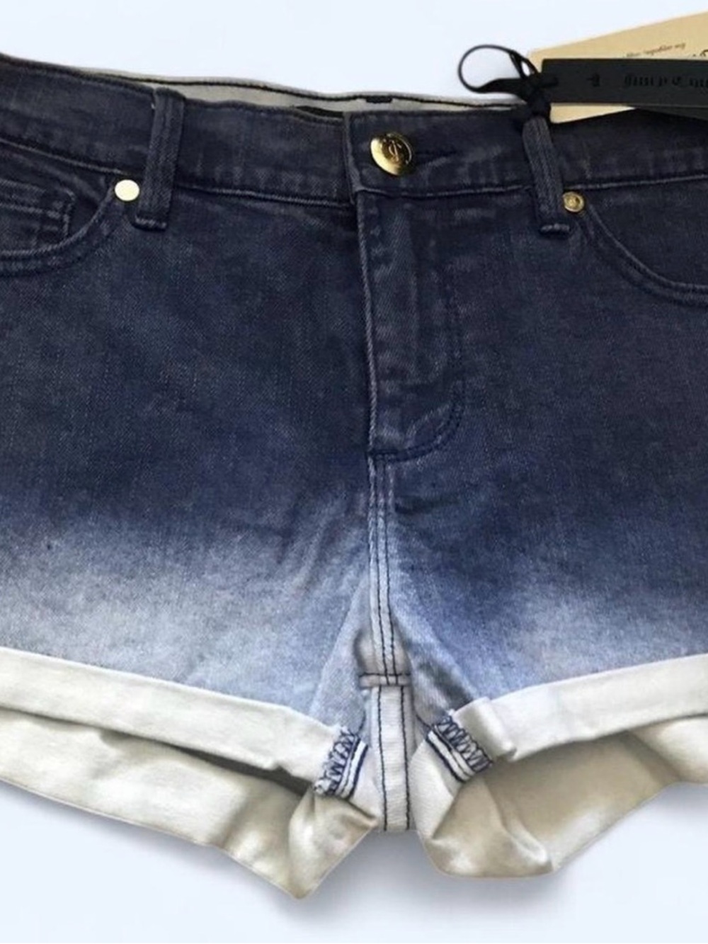Juicy Couture Ombre Blue Roll-Cuff Denim Shorts